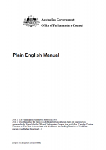 Plain English Manual  Office of Parliamentary Counsel