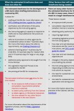 Table that identifies timeframes for the development of Bills